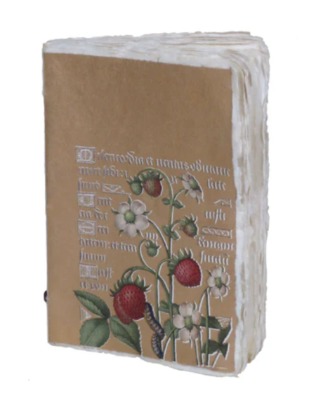Notebook artigianale A6 (10x15 cm) – “Fragole” di Anna di Bretagna (dorato) - Taccuino in carta pergamena