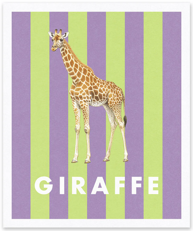 Natural History Museum - stampa in risograph 25x30 cm: Giraffa a righe