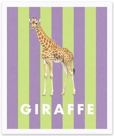 Natural History Museum - stampa in risograph 25x30 cm: Giraffa a righe