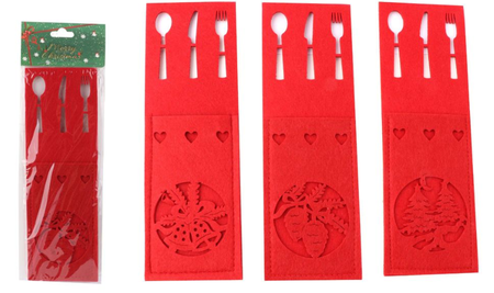 PORTAPOSATE NATALIZIO IN FELTRO 8x25 cm
 [Conf.da 12 pezzi]