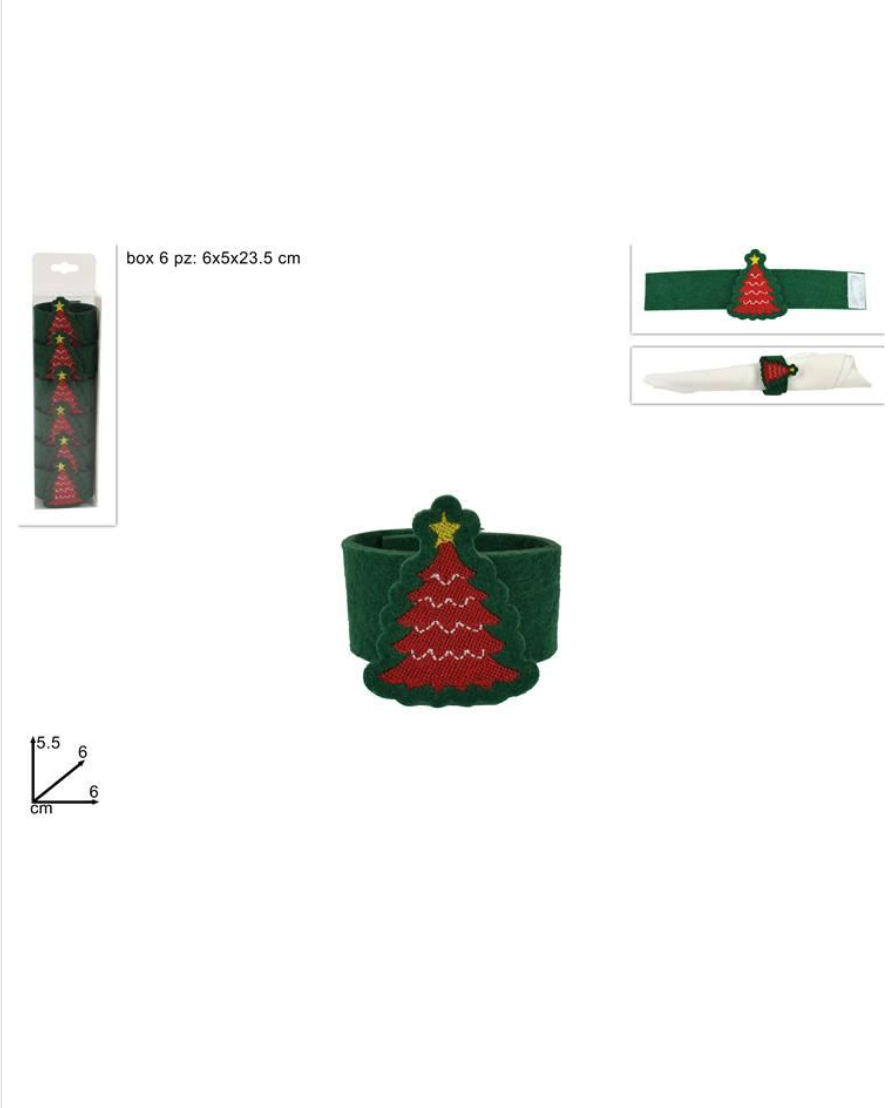 ANELLI PORTATOVAGLIOLI VERDE CON ALBERO SET DA 6 PEZZI
 [Conf.da 24 set]