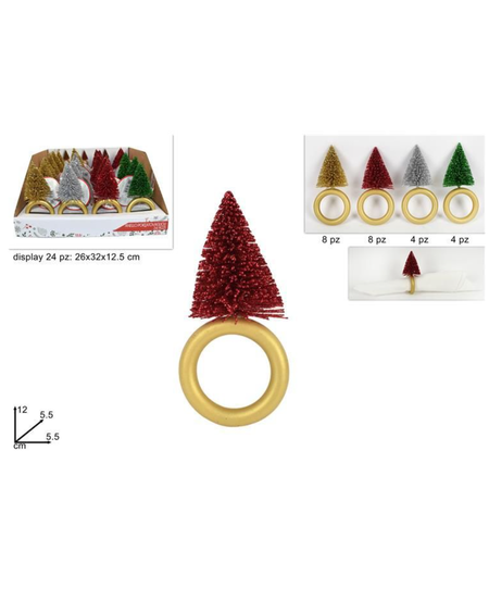 ANELLI PORTATOVAGLIOLI ALBERO DI NATALE GLITTER
 [Conf.da 24 pezzi]