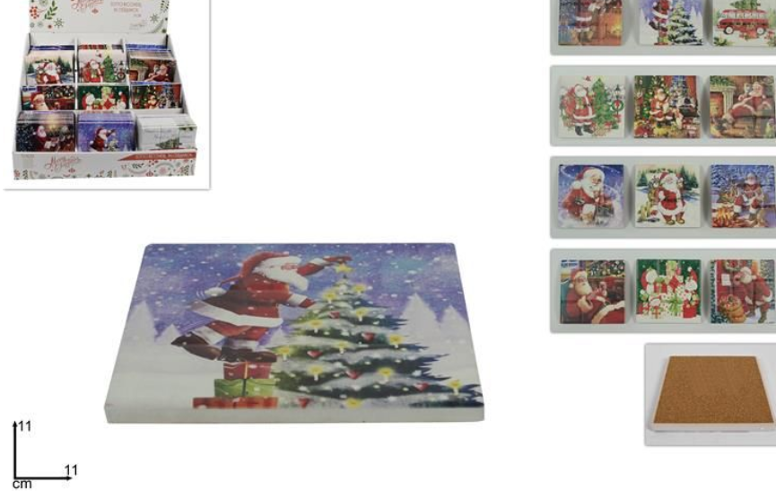 SOTTOBICCHIERE NATALIZIO RETT. Mis.11x11 cm 
 [Conf.da 72 pezzi]