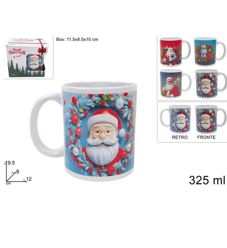 TAZZA NATALIZIA BABBO NATALE DA 325 ml
 [Conf.da 12 pezzi]
