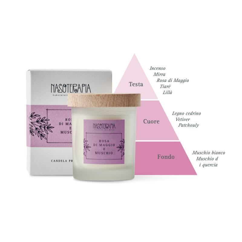 Nasoterapia Candela profumata Rosa di Maggio e Muschio