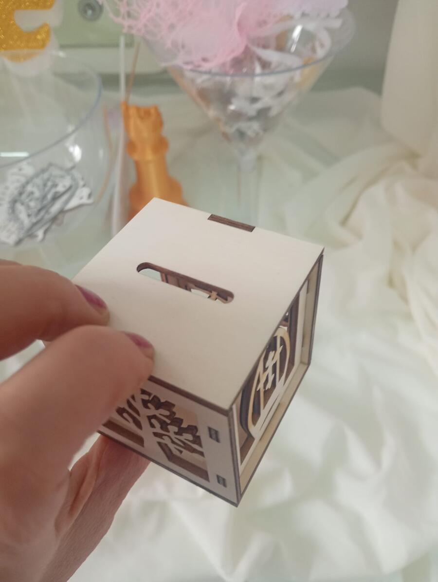 Scatola portaconfetti comunione+cresima in legno c