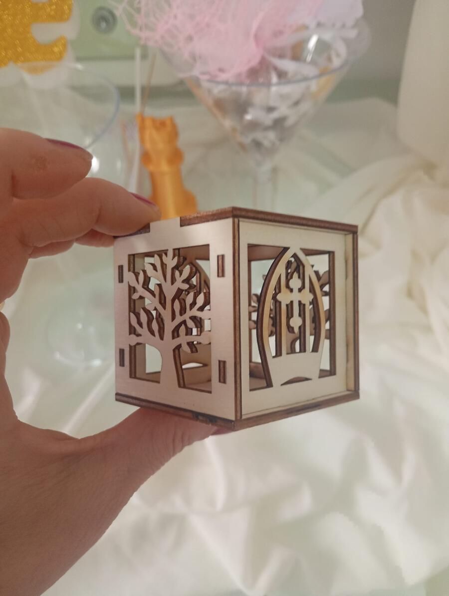Scatola portaconfetti comunione+cresima in legno c