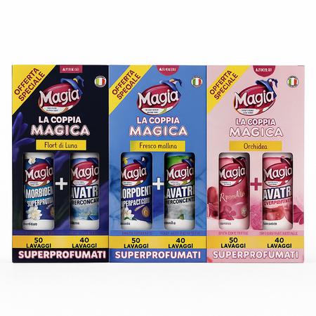 MAGIA SET AMMORBIDENTE 50 LAVAGGI + LAVATRICE 40 LAVAGGI (Confezione da 3 pezzi) 
