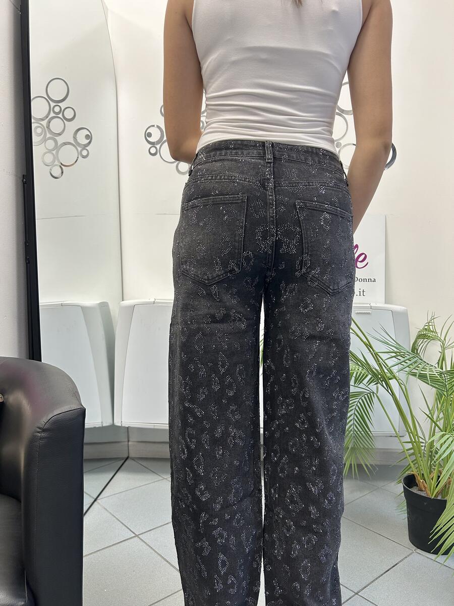 NOVITÀ Jeans palazzo strass maculati