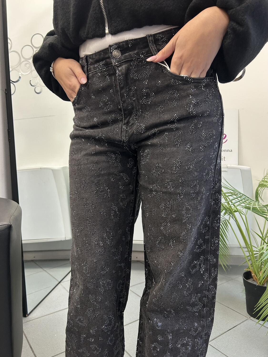 NOVITÀ Jeans palazzo strass maculati