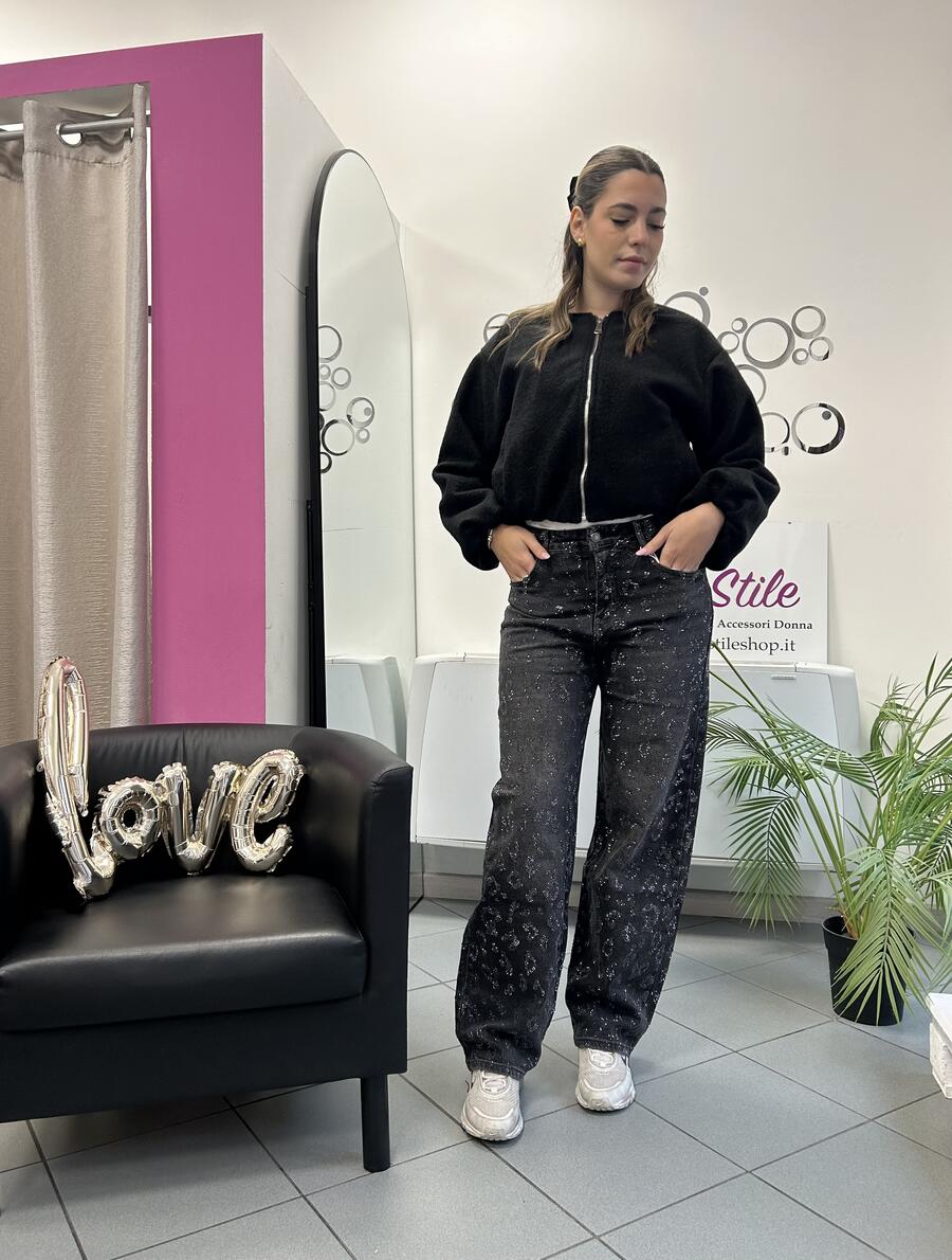 NOVITÀ Jeans palazzo strass maculati