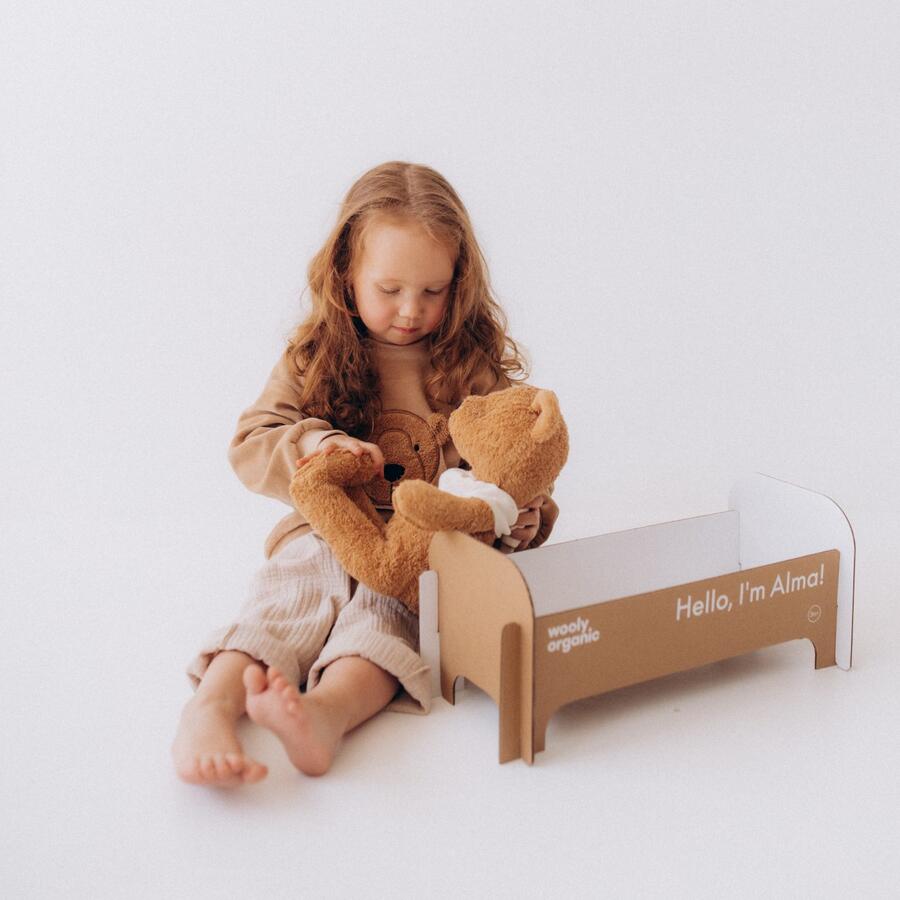 Orsetto Yoga Alma – Peluche Flessibile 34 cm in Cotone Organico | Wooly Organic