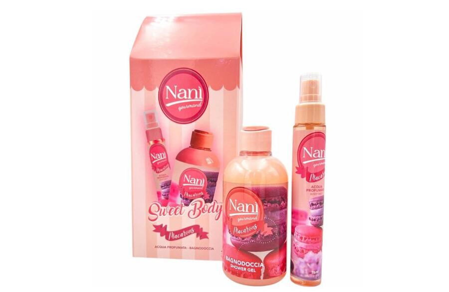 NANI COFFRET SWEET BODY MACARONS ACQUA PROFUMATA DA 75 ml+BAGNODOCCIA DA 300 ml
 [Conf.da 6 pezzi]