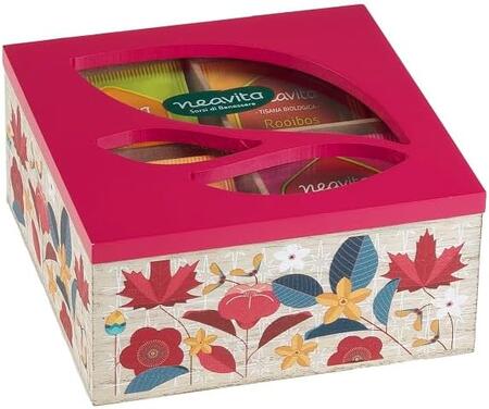 Neavita Cofanetto "Tisana Collection" In Legno Rosso 4 Scomparti 20 Bustine