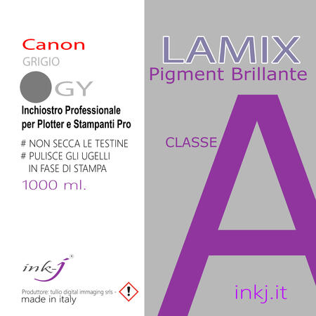 GY  LAMIX GRIGIO DA 1000 ML. INCHIOSTRO PIGMENT COMPATIBILE PER TUTTA LA SERIE  DI PLOTTER CANON IPF-PRO -TA- TM