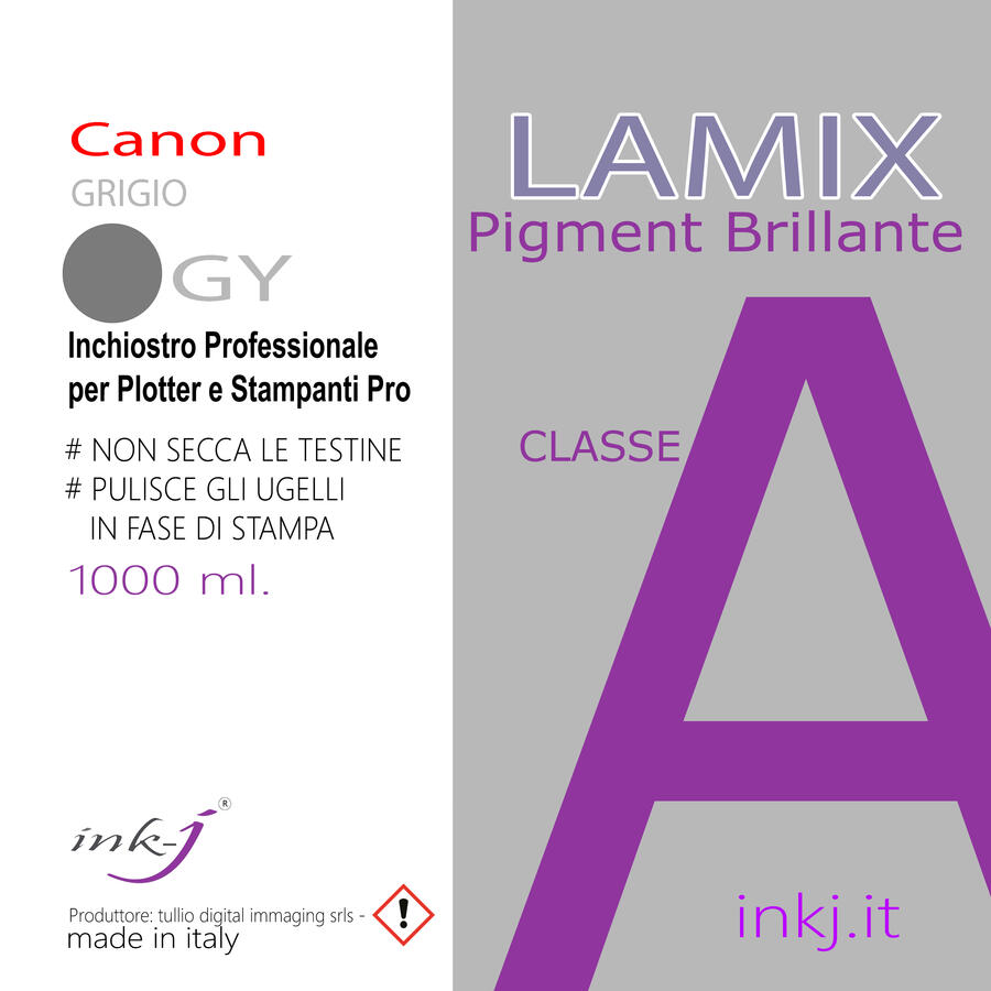 GY  LAMIX GRIGIO DA 1000 ML. INCHIOSTRO PIGMENT COMPATIBILE PER TUTTA LA SERIE  DI PLOTTER CANON IPF-PRO -TA- TM