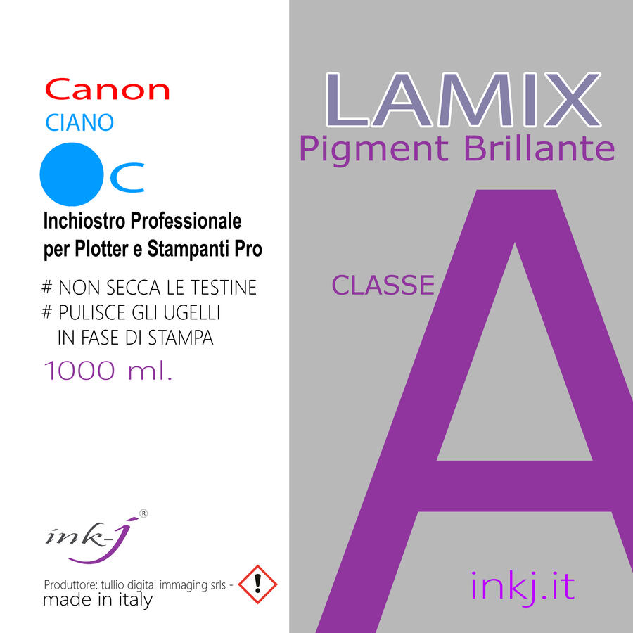 C LAMIX CIANO DA 1000 ML. INCHIOSTRO PIGMENT COMPATIBILE PER TUTTA LA SERIE  DI PLOTTER CANON IPF-PRO -TA- TM