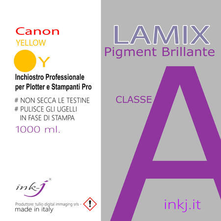 Y LAMIX YELLOW DA 1000 ML. INCHIOSTRO PIGMENT COMPATIBILE PER TUTTA LA SERIE  DI PLOTTER CANON IPF-PRO -TA- TM