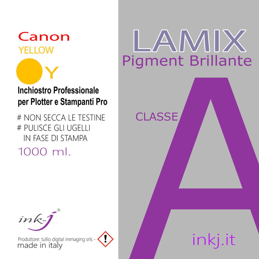 Y LAMIX YELLOW DA 1000 ML. INCHIOSTRO PIGMENT COMPATIBILE PER TUTTA LA SERIE  DI PLOTTER CANON IPF-PRO -TA- TM