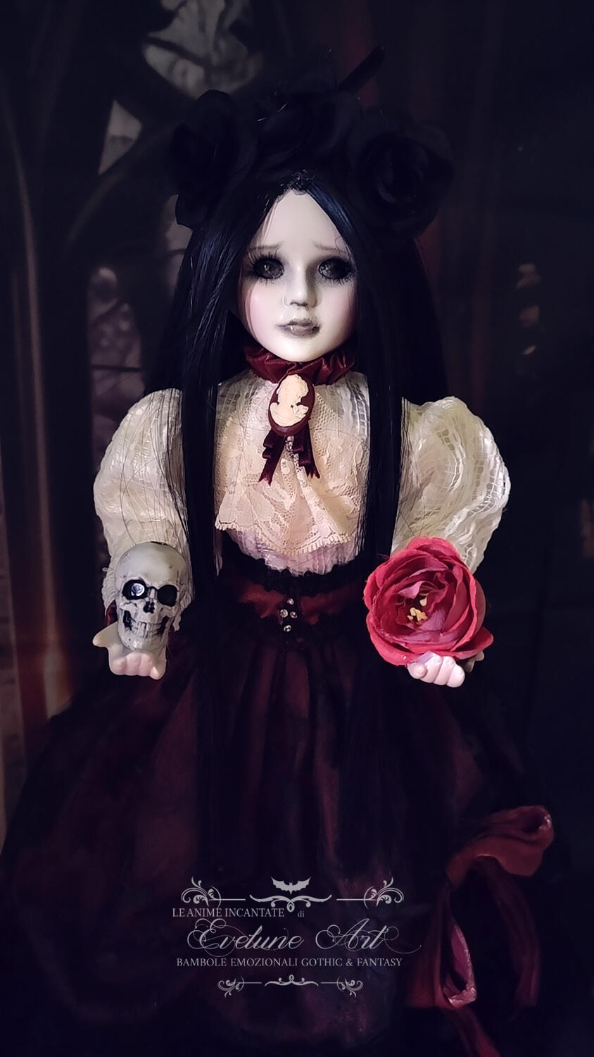 Dafne Bambola gotica in porcellana fatta a mano
