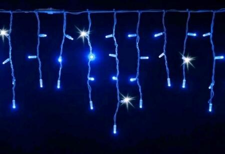 TENDA LUMINOSA 200 LED NATALIZIA BLU E BIANCO 10 METRI X 0,75 CM PER ESTERNO CON FILO BIANCO 