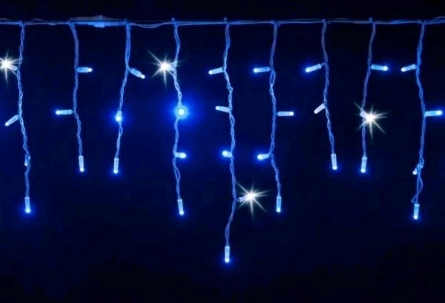 TENDA LUMINOSA 200 LED NATALIZIA BLU E BIANCO 10 METRI X 0,75 CM PER ESTERNO CON FILO BIANCO 