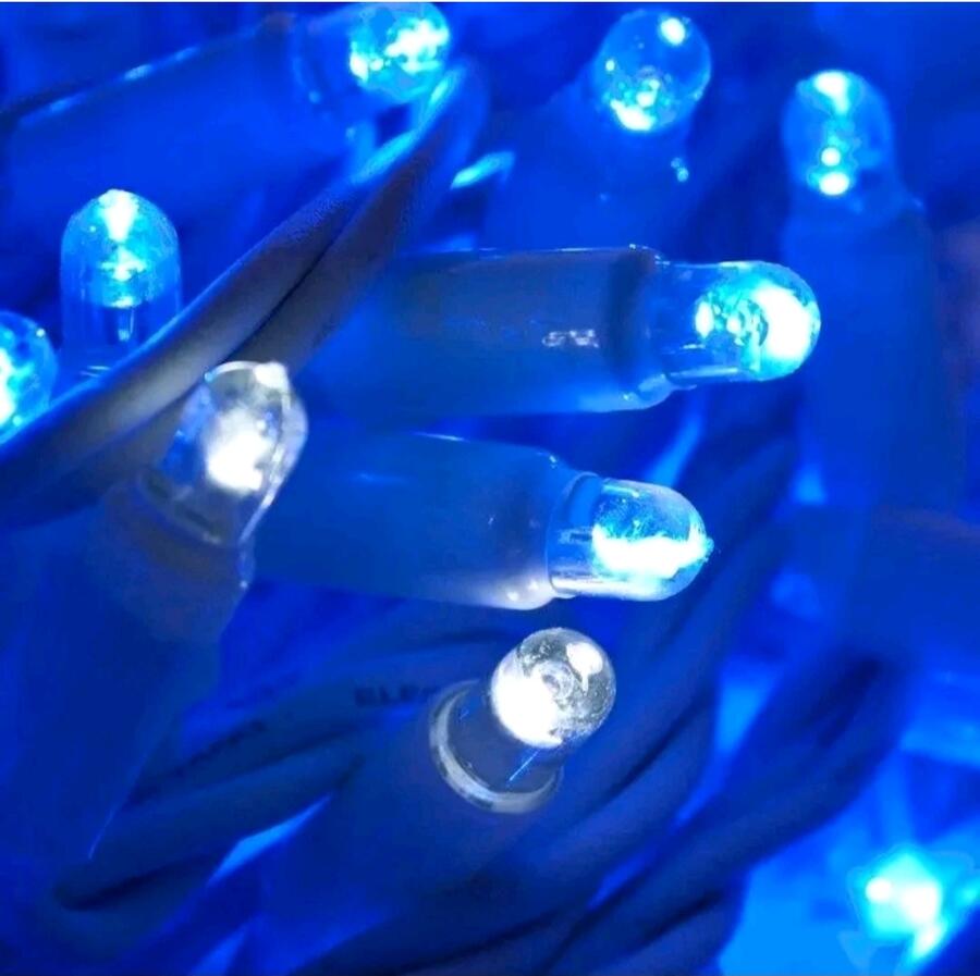 TENDA LUMINOSA 200 LED NATALIZIA BLU E BIANCO 10 METRI X 0,75 CM PER ESTERNO CON FILO BIANCO 