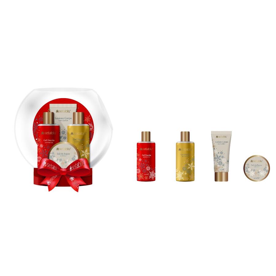 SETABLU SET REGALO NATALE IN SFERA 2 SHOWER GEL 60 ML + LOZIONE CORPO 30 ML + SALI DA BAGNO 50 ML 