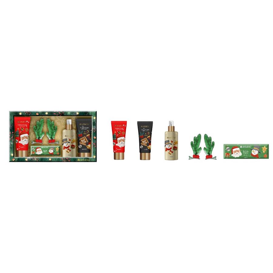 SETABLU SET REGALO NATALE LOZIONE CORPO 110 ML + SCRUB CORPO 110 ML + SPRAY 108 ML + CLIP CAPELLI + SALI DA BAGNO 10 GR 