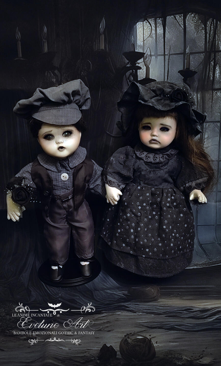 Gemelli delle Ombre Jim e Jessy - Bambole in porcellana