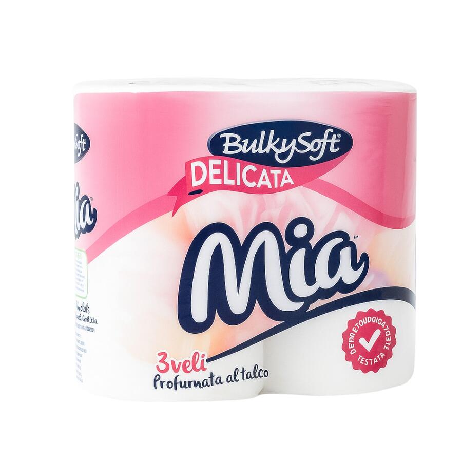 BULKYSOFT MIA CARTA IGIENICA 4 ROTOLI PROFUMATA AL TALCO 3 VELI (Confezione da 40 pezzi) 