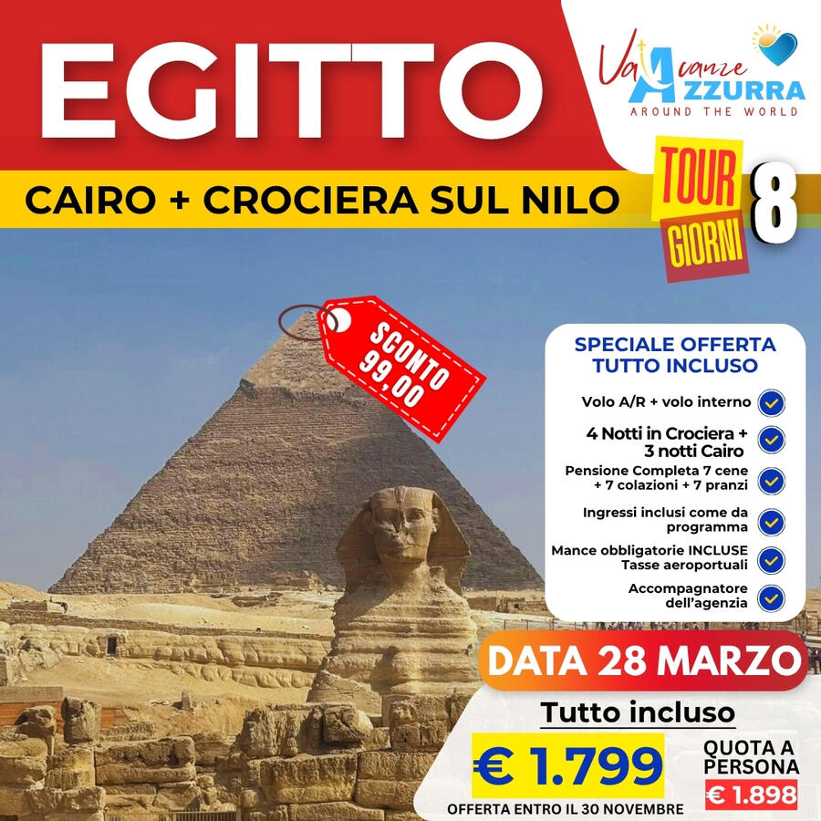 28 MARZO 2026  8 GIORNI EGITTO CLASSICO CROCIERA + CAIRO