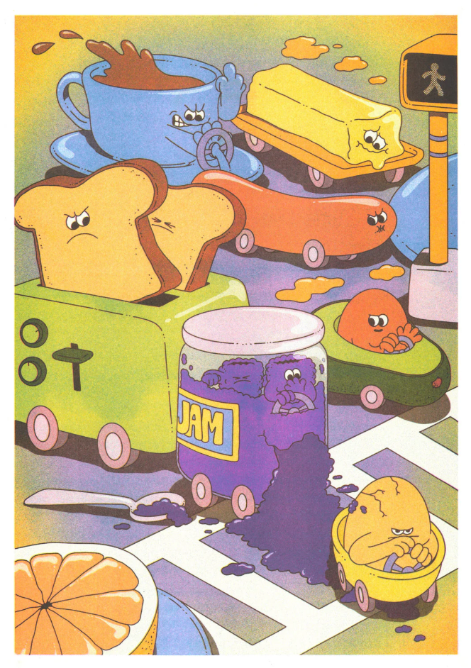 Lauren Martin, stampa fine art A3 (29,7x42 cm): If there's a traffic jam on the way to breakfast