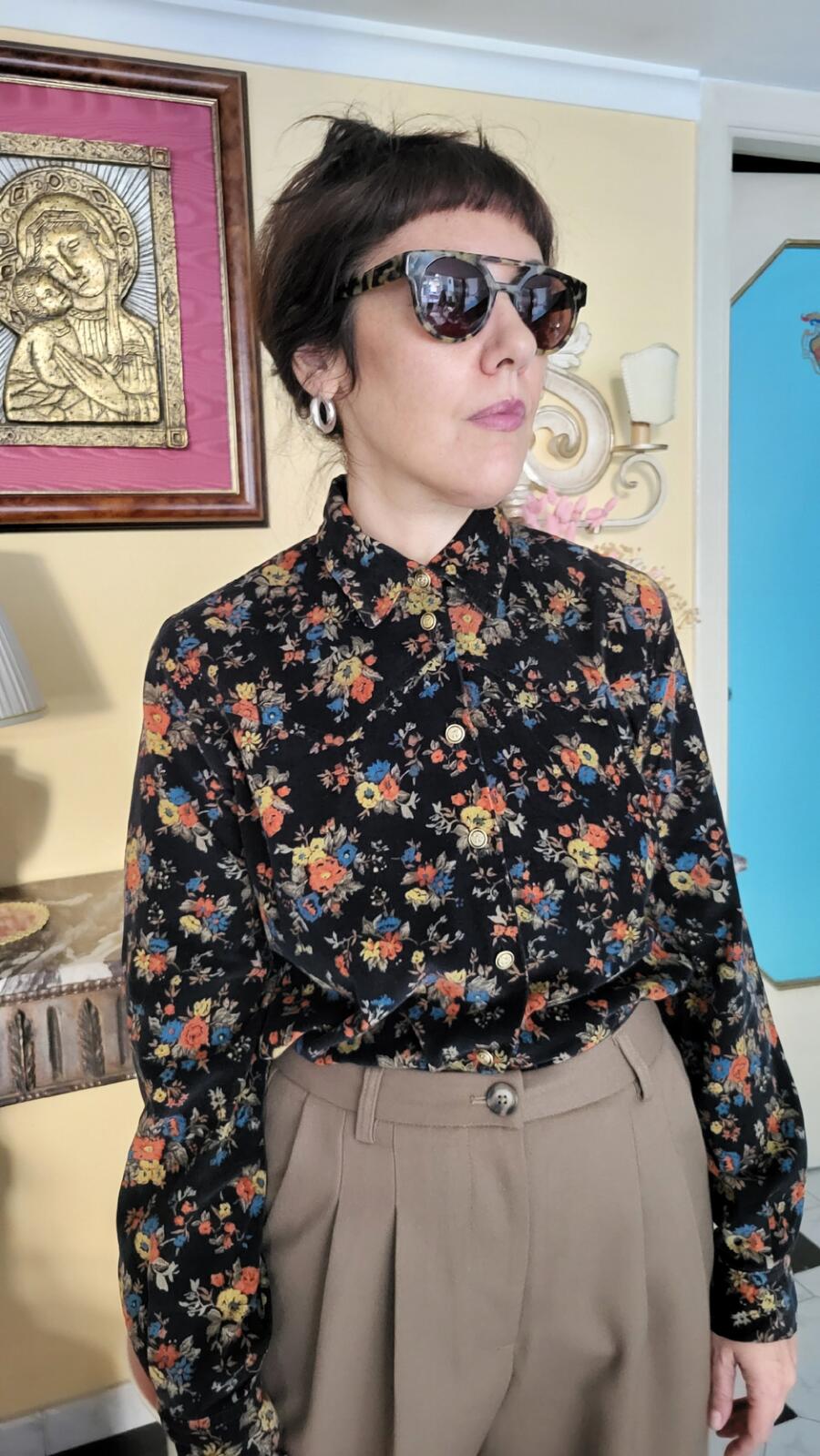 Camicia Velluto Flowers