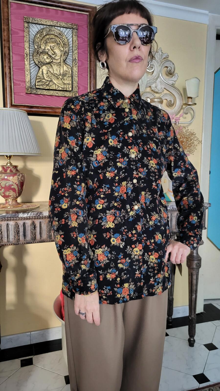 Camicia Velluto Flowers