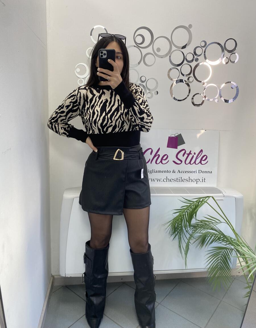 NOVITÀ Pull crop in viscosa maculato o tigrato