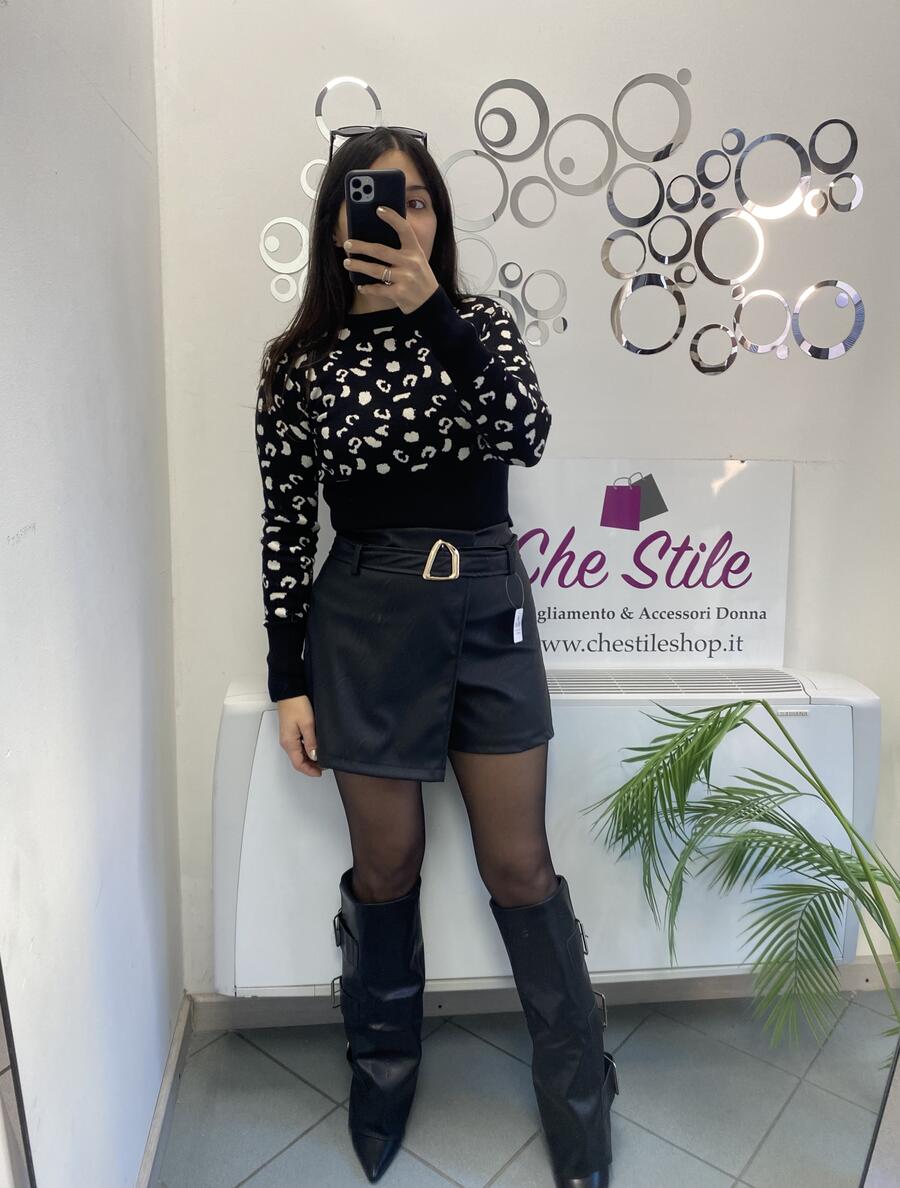 NOVITÀ Pull crop in viscosa maculato o tigrato