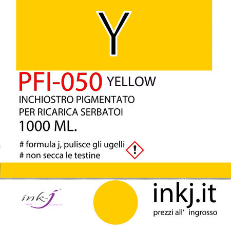 Y BUSINESS YELLOW TANK PFI-050 DA 1000 ML. INCHIOSTRO PIGMENTATO COMPATIBILE PER PLOTTER CANON TC-20, TC-21 TC-21-M