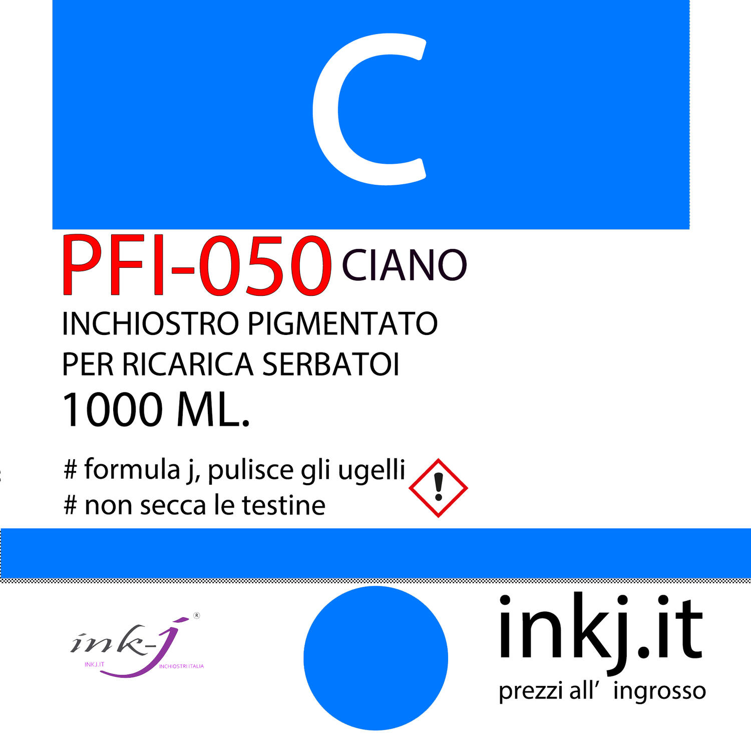 C BUSINESS CIANO TANK  PFI-050 DA 1000 ML. INCHIOSTRO PIGMENTATO COMPATIBILE PER PLOTTER CANON TC-20, TC-21  TC-21-M