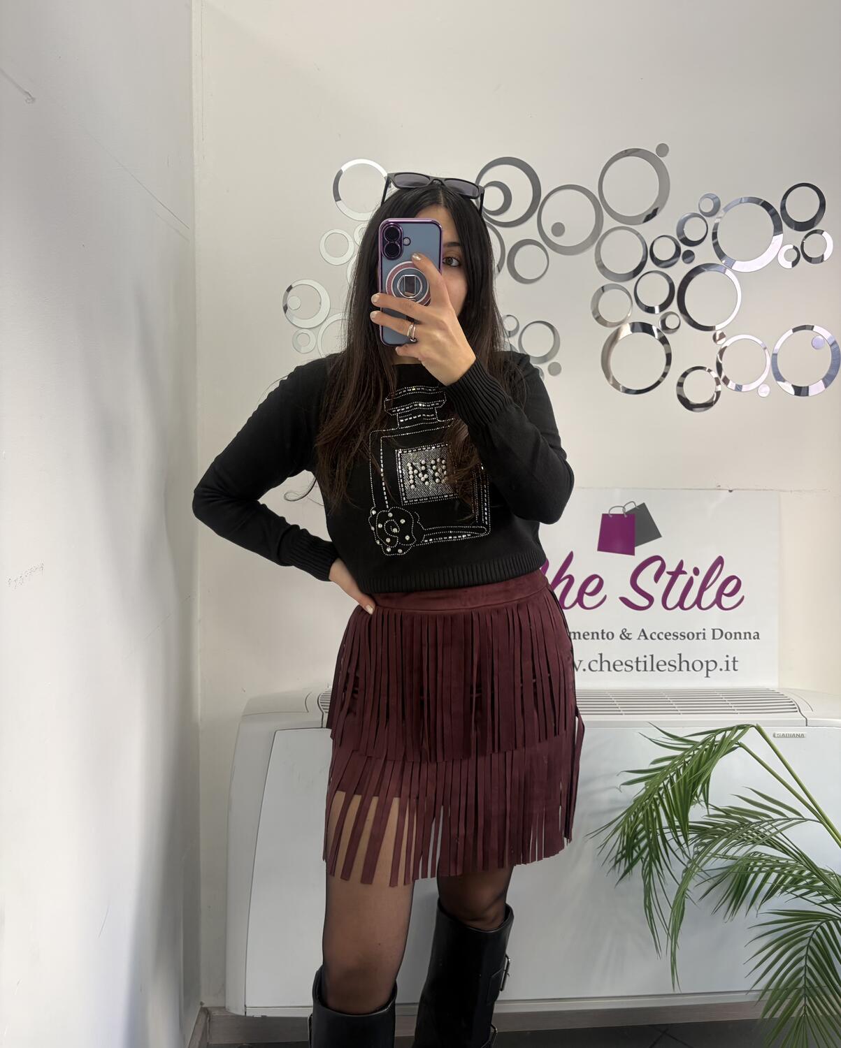 NOVITÀ Mini gonna scamosciata con frange