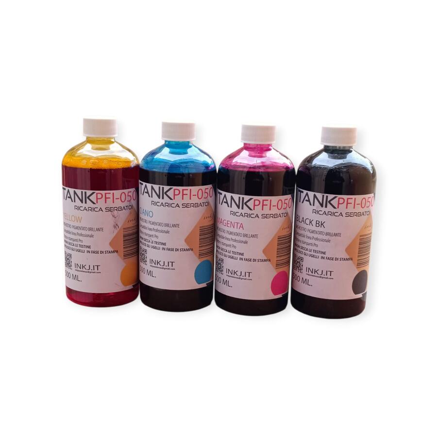  TANK  PFI-050 4 X 500 ML. INCHIOSTRO PIGMENTATO COMPATIBILE BK-M-Y-C PER PLOTTER CANON TC-20, TC-21  TC-21-M