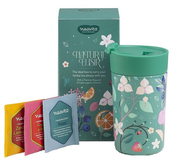 Cofanetto Natural Elisir con MUG THERMOS in acciaio inox + 6 Tisane Bio