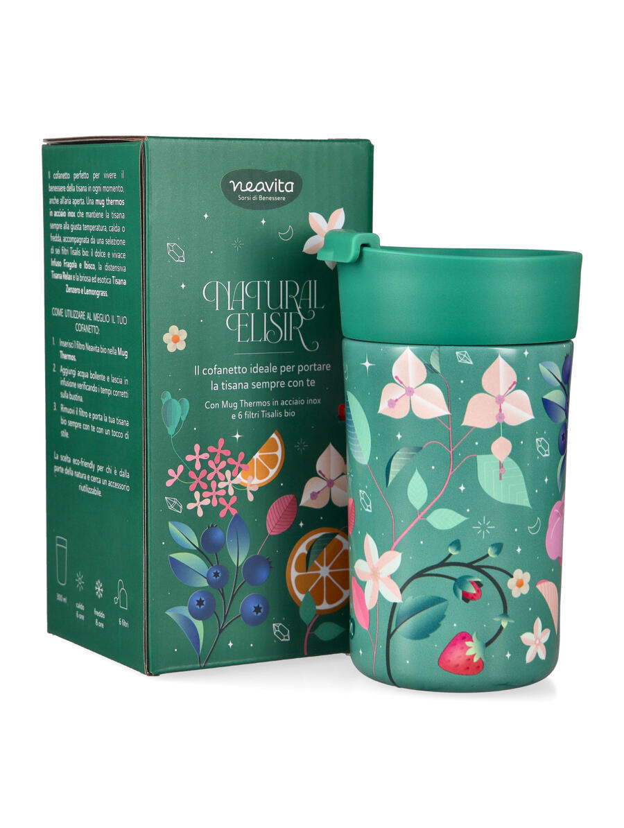Cofanetto Natural Elisir con MUG THERMOS in acciaio inox + 6 Tisane Bio