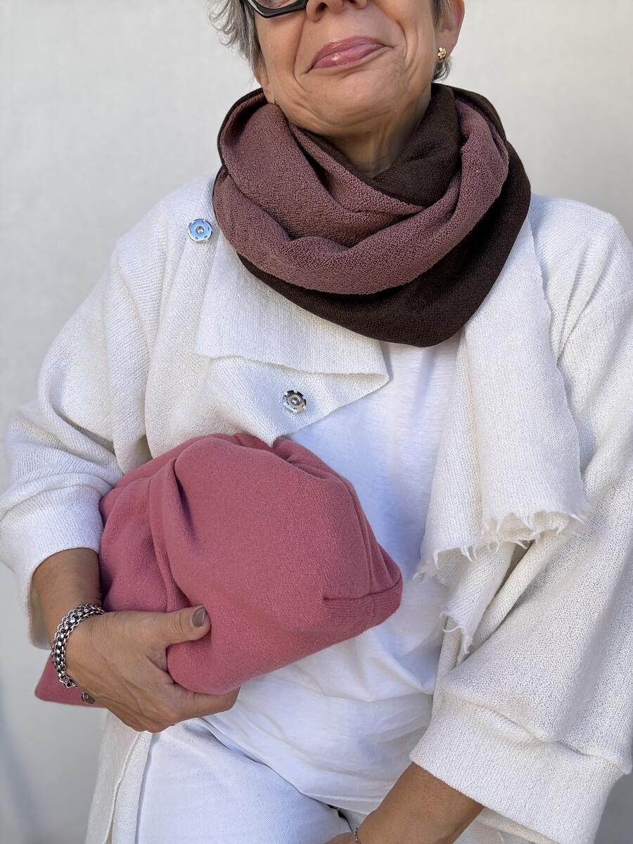 Sciarpa rosa antico e marrone 