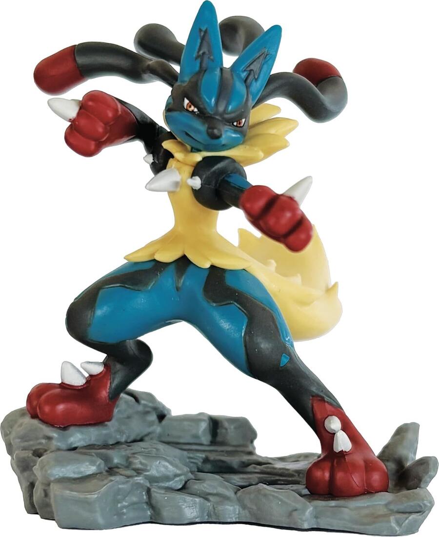 Pokèmon collezione con statuina Mega Lucario-ex (una carta promozionale olografica, una gigante, cinque buste di espansione e una statuina Mega Lucario)