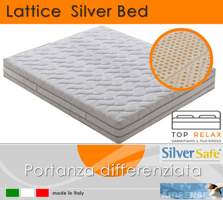Materasso in Lattice 100% Mod. Silver Bed Fodera Argento Matrimoniale da Cm 160x190 Zone Differenziate IVA AGEVOLATA 4%