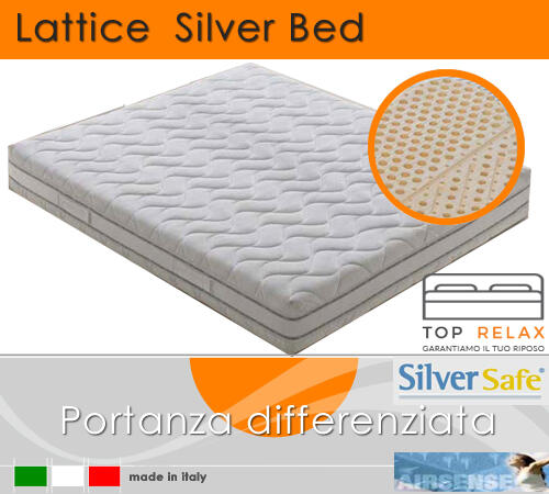Materasso in Lattice 100% Mod. Silver Bed Fodera Argento Matrimoniale da Cm 160x190 Zone Differenziate IVA AGEVOLATA 4%