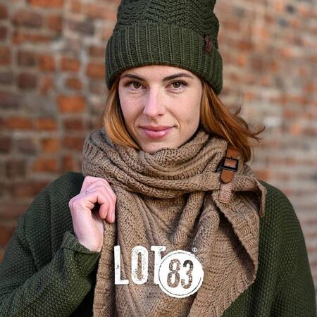 SCIARPA TRIANGOLARE LAVORATA A MAGLIA FLEUR TAUPE