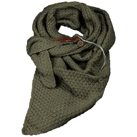 SCIARPA TRIANGOLARE LAVORATA A MAGLIA KAKI