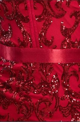 0876 Seven/eighths dress embroidered with lined sequins